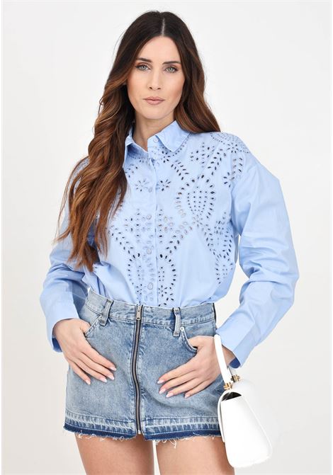 Light blue women's shirt with English broderie ONLY | 15319136Bel Air Blue